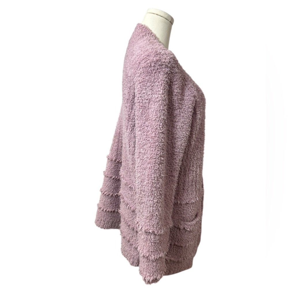 Barefoot Dreams CozyChic Plush Boardwalk Cardigan Mauve Purple Size Large - Picture 3 of 13